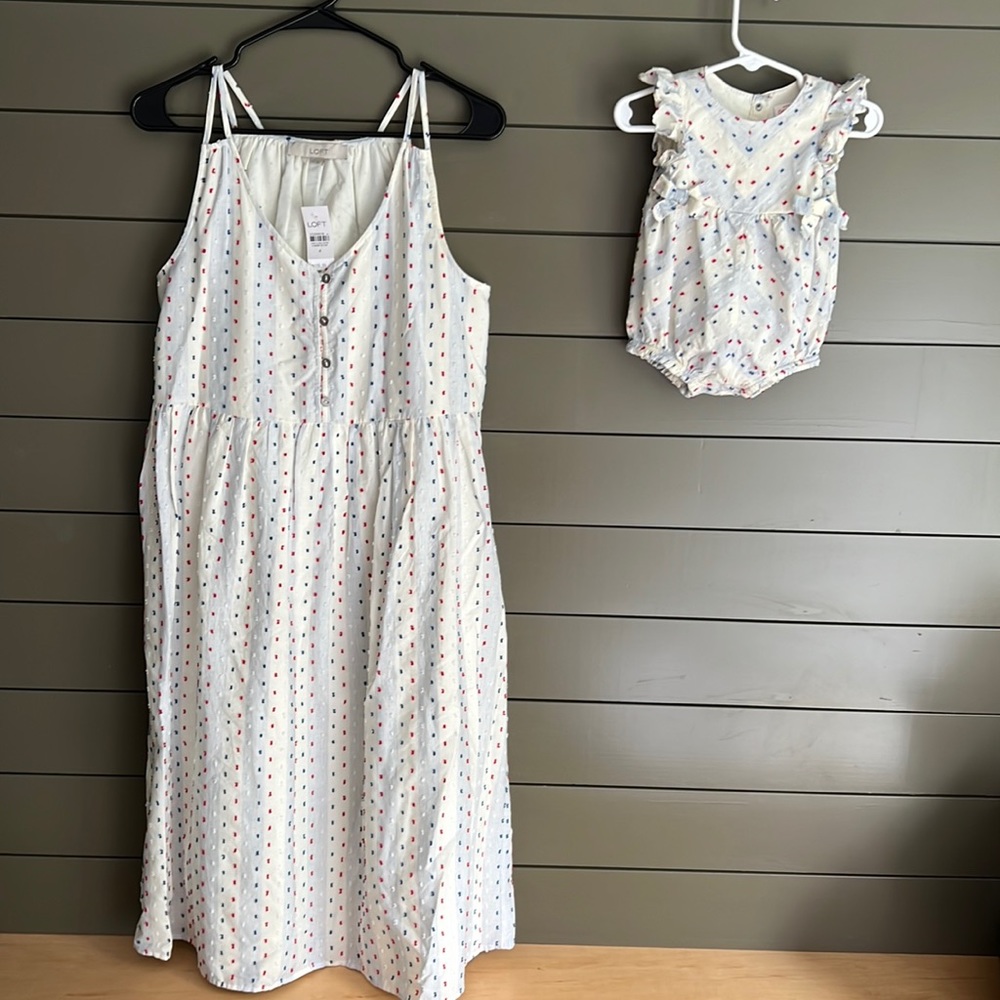 Women’s Loft Red, White & Blue Dress &Baby(6-9m) Perfect for 4th! 🇺🇸🎆